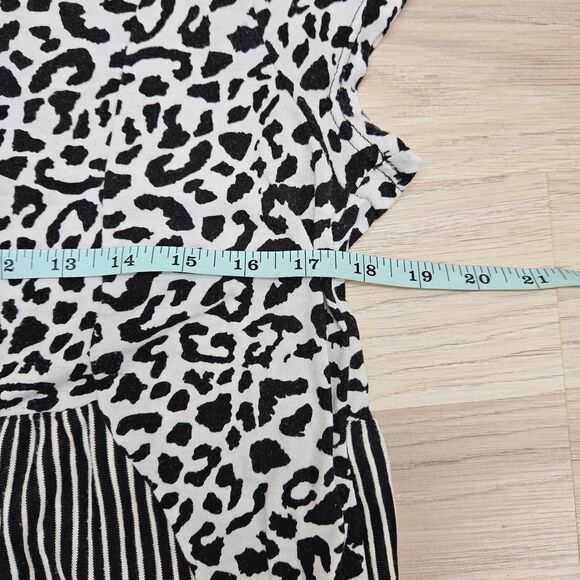 ANDREE BY UNIT Womens White Black Leather Print Stripe Shirt Size Small - Picture 5 of 7